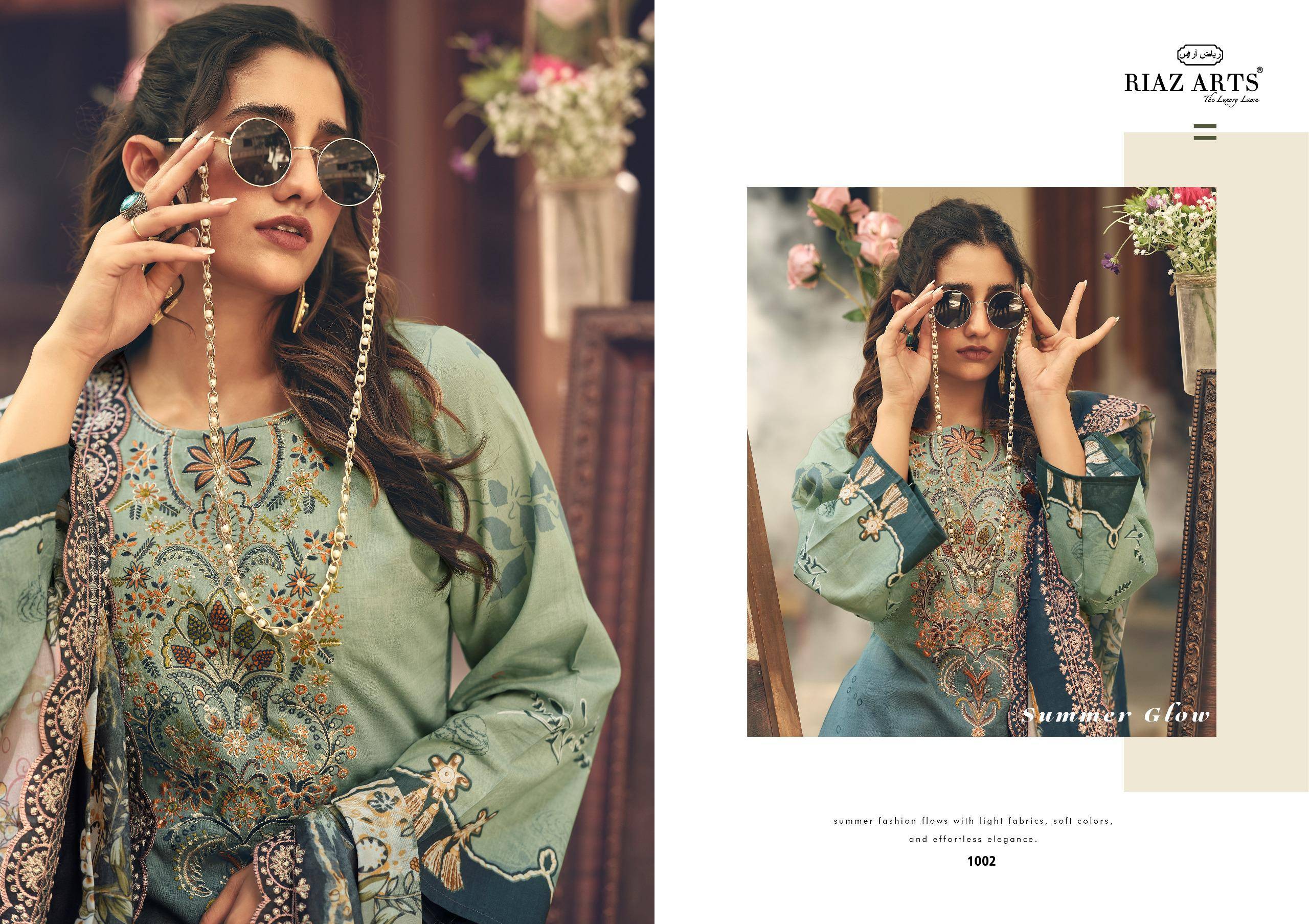 ABU SAEED by RIAZ ARTS PRINTS 13063 TO 13068 SERIES Pakistani Stylish Embroidered LAWN COTTON COLLECTION At Wholesale Price